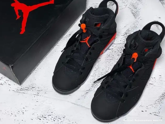 Official Maikesneakers Black Infrared Jordan Air OG Retro 6 384664-060 0504